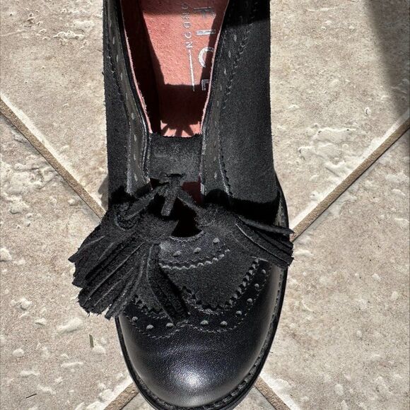 Shoe, Office of London, all leather and suede, sz 38, stacked heel, oxford style - Picture 7 of 16